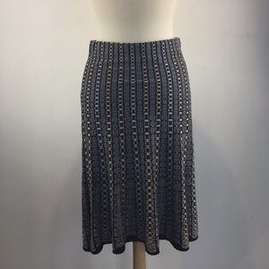 NIC & ZOE brown and gray geometric print elastic waist knit skirt size small